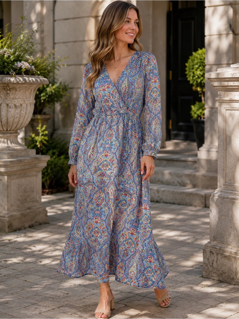 NicoBlu Kaleidoscope Paisley Long Sleeve Maxi Dress Size 2